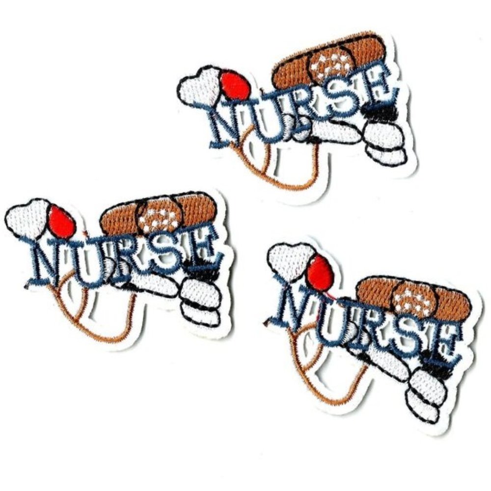 NEW 3-PACK NURSE BADGES DIY CLOTHING IRON ON PATCHES